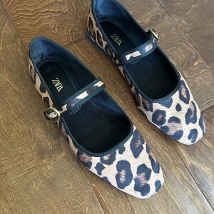Zara Animal Print Mary Jane Flats